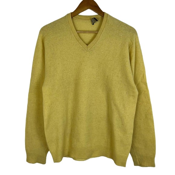 VTG 60's Van Heusen Vanawool Yellow Lambs Wool Pullover Sweater Sz